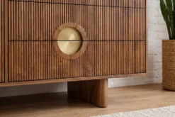 Massives Sideboard MADISON 180cm braun Mangoholz mit Schubladen und strukturierter Front
