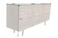Massives Sideboard MARRAKESCH 160cm Mangoholz mit Verzierung Boho Stil