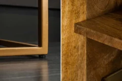 Massives Sideboard ONYX 160cm dunkelbraun gold Mangoholz Edelstein Achat Schiebetüren