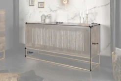 Massives Sideboard ONYX 160cm dunkelbraun gold Mangoholz Edelstein Achat Schiebetüren
