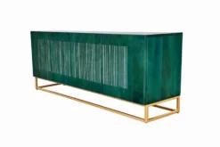 Massives Sideboard ONYX 180cm türkis Mangoholz Achat Edelstein gold Metallgestell
