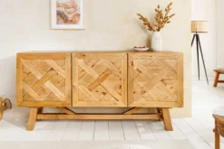 Massives Sideboard RIVIERA 155cm natur recyceltes Pinienholz Bohlenoptik