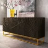 Massives Sideboard SCORPION 180cm schwarz Mangoholz aufwendige 3D Schnitzereien