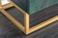 Massives Sideboard SCORPION 180cm türkis Mangoholz gold Metall 3D Schnitzereien