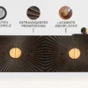 Massives Sideboard SOLARIS 180cm schwarz gold Mangoholz 3D-Design
