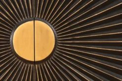 Massives Sideboard SOLARIS 180cm schwarz gold Mangoholz 3D-Design