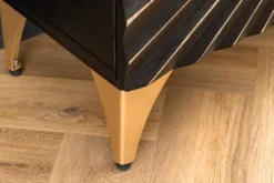 Massives Sideboard SOLARIS 180cm schwarz gold Mangoholz 3D-Design