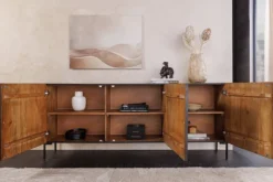Massives Sideboard TRIBAL 180cm antik braun Mangoholz 3D-Front viel Stauraum