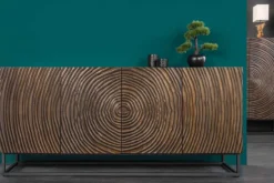 Massives Sideboard ZEN CIRCLES 180cm dunkelbraun Mangoholz 3D-Design