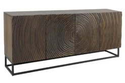 Massives Sideboard ZEN CIRCLES 180cm dunkelbraun Mangoholz 3D-Design
