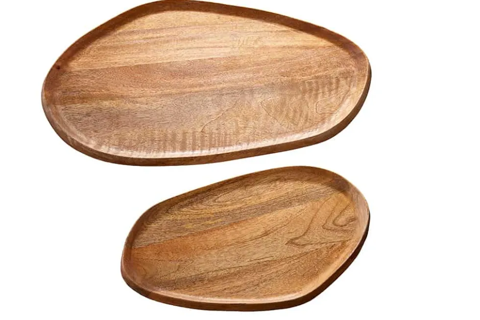 Massives Tablett 2er Set AMAZONAS 56cm Mangoholz handgearbeitet