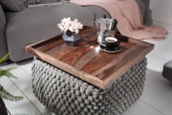 Massives Tablett MAKASSAR 50cm Sheesham smoke finish Servierbrett