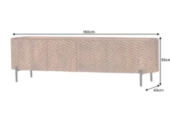 Massives TV-Board ADLON 160cm braun Mangoholz schwarz Metall Lowboard mit 3D- Front
