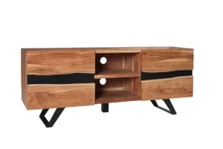 Massives TV-Board AMAZONAS 160cm Akazie Metall Lowboard Baumkante