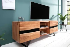 Massives TV-Board AMAZONAS 160cm Akazie Metall Lowboard Baumkante
