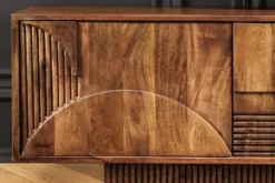 Massives TV-Board ART DECO 200cm braun Mangoholz Lowboard 3D-Front