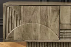 Massives TV-Board ART DECO 200cm grau Mangoholz Lowboard 3D-Front