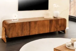 Massives TV-Board BRASIL 160cm braun Mangoholz drei Fächer Lowboard