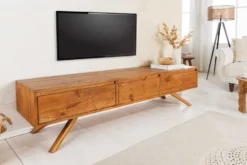 Massives TV-Board FINCA 180cm vintage braun recyceltes Pinienholz mit Schubladen