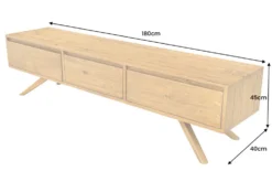 Massives TV-Board FINCA 180cm vintage braun recyceltes Pinienholz mit Schubladen