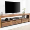 Massives TV-Board MAKASSAR 170cm braun Sheesham stone finish Lowboard drei Schubladen