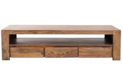 Massives TV-Board MAKASSAR 170cm braun Sheesham stone finish Lowboard drei Schubladen