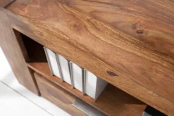 Massives TV-Board MAKASSAR 130cm braun Sheesham stone finish Lowboard zwei Schubladen