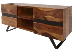 Massives TV-Lowboard AMAZONAS 160cm braun Sheeshamholz mit Baumkante