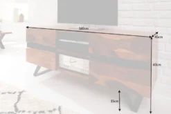 Massives TV-Lowboard AMAZONAS 160cm braun Sheeshamholz mit Baumkante