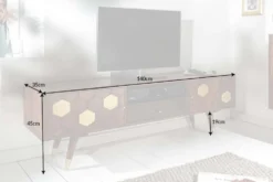 Massives TV-Lowboard MYSTIC LIVING 140cm Akazie braun gold Retro Design