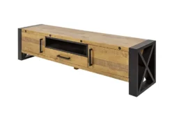 Massives TV-Lowboard THOR 200cm recyceltes Pinienholz im Industrial Design