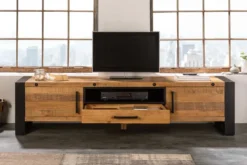 Massives TV-Lowboard THOR 200cm recyceltes Pinienholz im Industrial Design