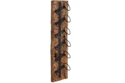 Massives Wand Weinregal BARRACUDA 100cm natur Teakholz Flaschenhalter