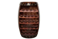 Massives Weinregal BODEGA 80cm coffee braun Pinie Fass-Bartisch für 23 Flaschen