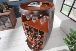 Massives Weinregal BODEGA 97cm coffee braun Pinie Fass-Bartisch für 24 Flaschen