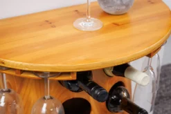 Massives Weinregal BODEGA 84cm natur Pinienholz Weinfass Barschrank für 14 Flaschen