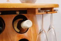 Massives Weinregal BODEGA 84cm natur Pinienholz Weinfass Barschrank für 14 Flaschen