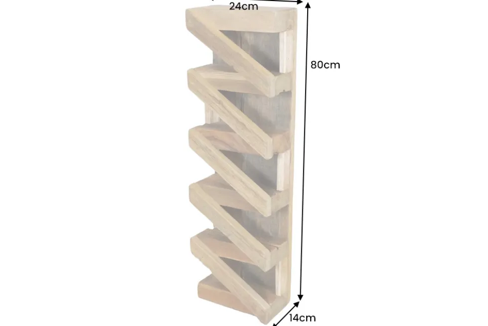 Massives Weinregal MAKASSAR 80cm recyceltes Teakholz für 5 Flaschen Wandregal