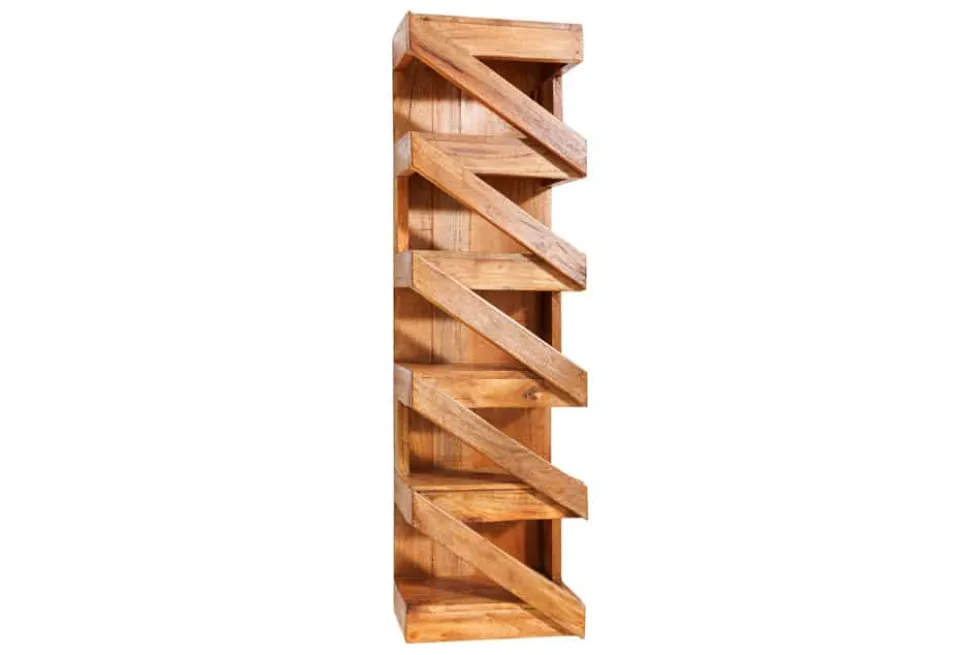 Massives Weinregal MAKASSAR 80cm recyceltes Teakholz für 5 Flaschen Wandregal
