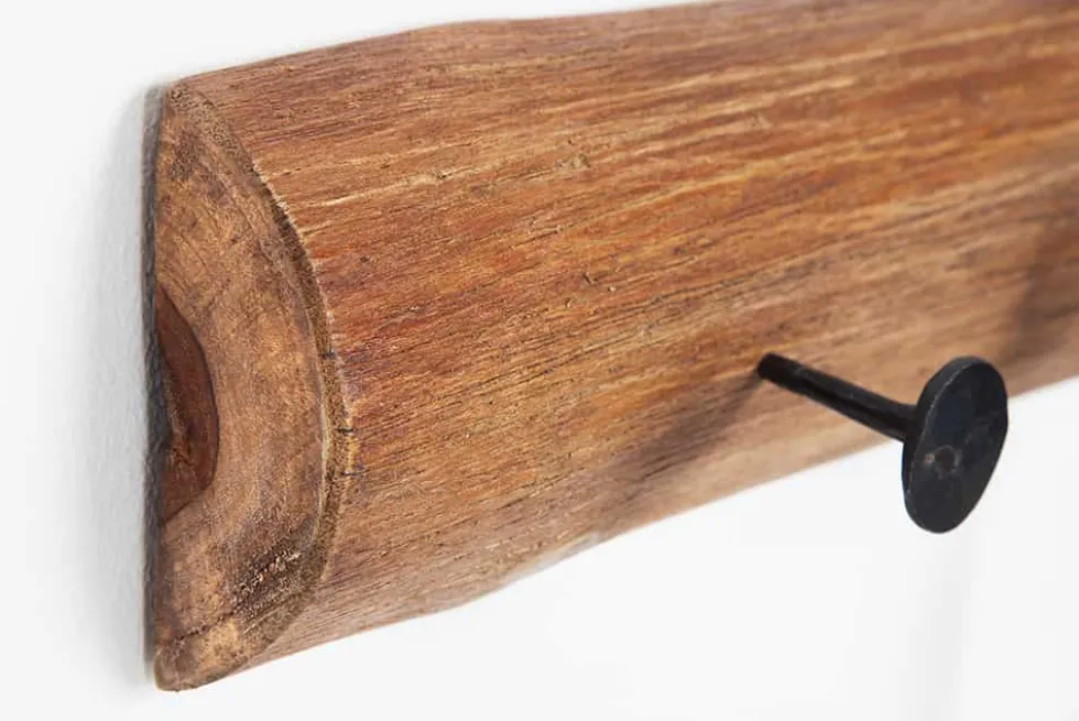 Massive Wandgarderobe HEMINGWAY 50cm natur aus recyceltem Teakholz