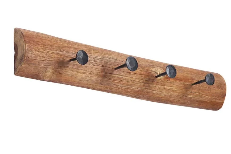 Massive Wandgarderobe HEMINGWAY 50cm natur aus recyceltem Teakholz