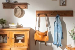 Massive Wandgarderobe HEMINGWAY 60cm natur recyceltes Teakholz mit Ablage