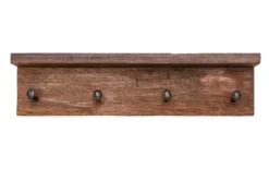 Massive Wandgarderobe HEMINGWAY 60cm natur recyceltes Teakholz mit Ablage