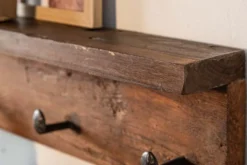 Massive Wandgarderobe HEMINGWAY 60cm natur recyceltes Teakholz mit Ablage