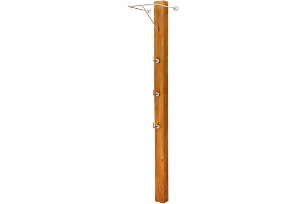 Massive Wandgarderobe JAVA 185cm recyceltes Teakholz mit drei Kleiderhaken