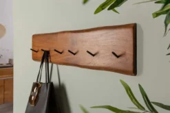 Massive Wand-Garderobe MAMMUT 80cm Akazie mit 6 Kleiderhaken