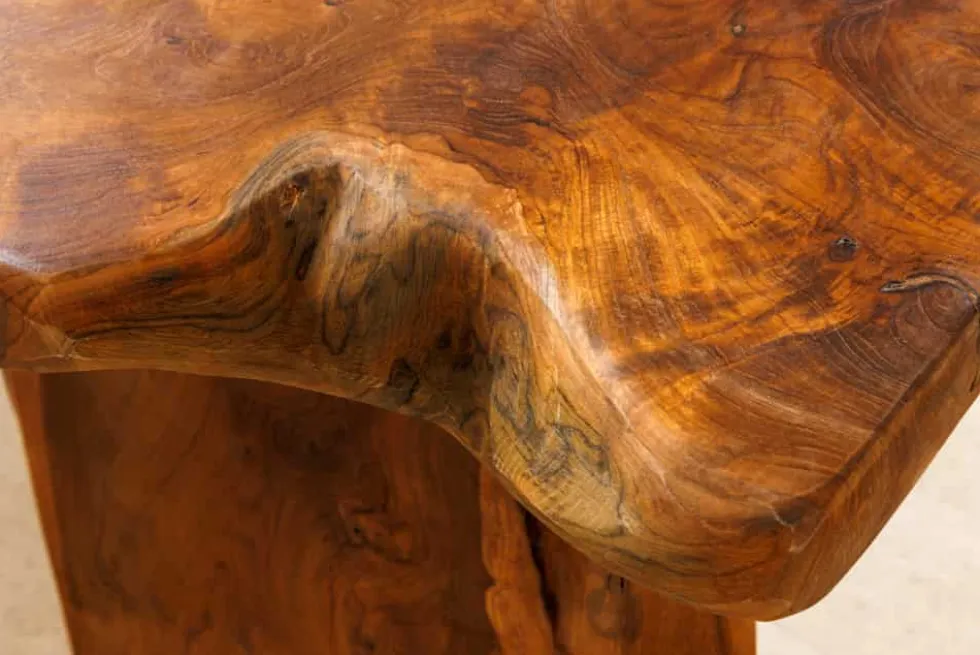 Massivholz Bank ROOT 100cm braun natur Teak Baumstamm