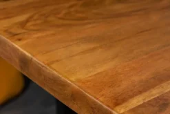 Massivholz Baumstamm Couchtisch MAMMUT 110cm Akazie schwarzes Metallgestell 3,5cm Tischplatte