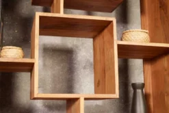 Massivholz Bücherregal CUBUS 190cm Akazie honey finish Metallfüße schwarz Standregal
