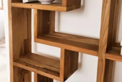 Massivholz Bücherregal JAVA 200cm natur Teakholz Standregal Raumtrenner recycelt